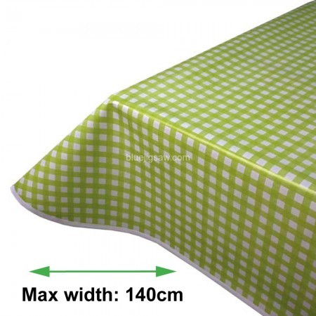 Lime Green Gingham Vinyl PVC Tablecloth