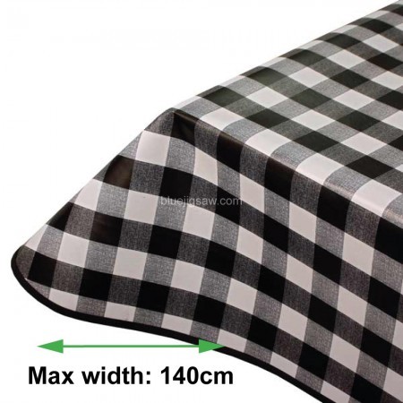Black Gingham Vinyl PVC Tablecloth