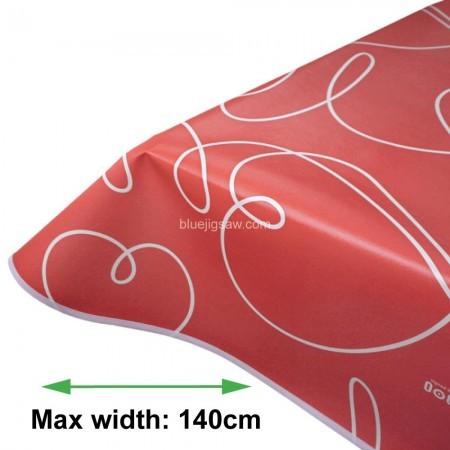 Love Hearts CoralPink Vinyl PVC Tablecloth