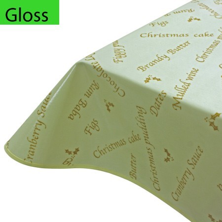Christmas Ivory PVC Oilcloth Tablecloth