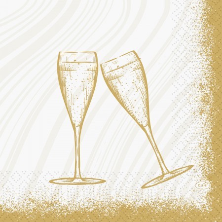 Duni Christmas Sparkly Cheers White Tissue Napkin 3ply 33cm