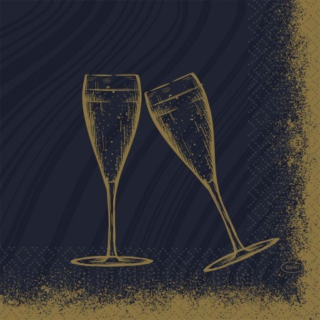 Duni Christmas Sparkly Cheers Black Tissue Napkin 3ply 33cm