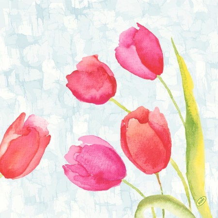 Duni 4 ply Tissue Napkin, 40cm, Painted Tulips