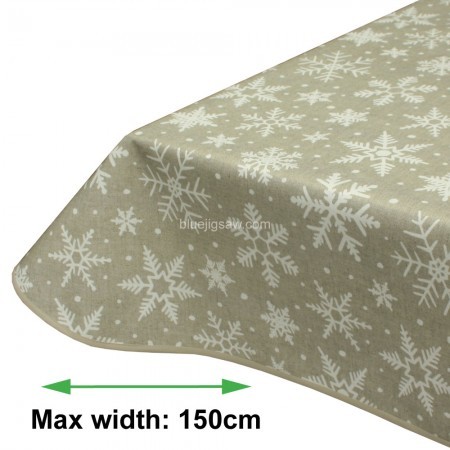 Christmas Snowflakes Natural Acrylic Coated Tablecloth