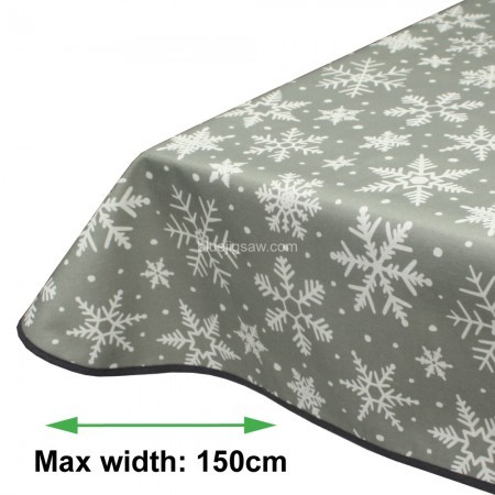 Christmas Snowflakes Warm Grey Acrylic Coated Tablecloth