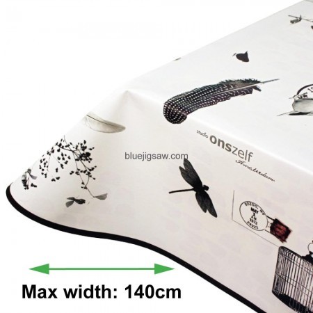 Birds & Feathers Wipeclean Tablecloth, Vinyl PVC
