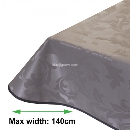 Textured Leaf Taupe Wipeclean Tablecloth, Vinyl PVC