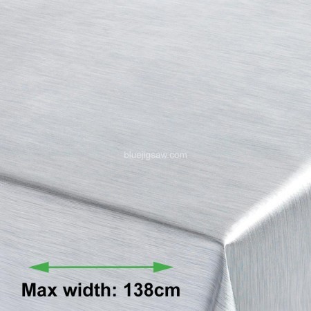 Metallic Silver Textured Wipeclean Tablecloth, Vinyl PVC