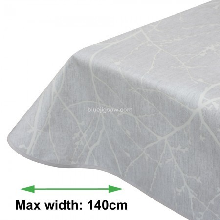 White Twigs Textured Wipeclean Tablecloth, Vinyl PVC