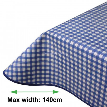 Blue Gingham Wipeclean Tablecloth, Vinyl PVC