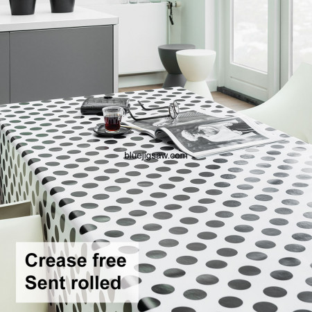 Black & White Spotty Wipeclean Tablecloth, Vinyl PVC