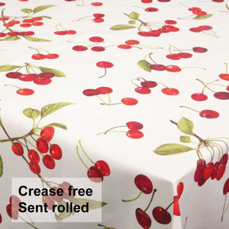 Cherries Wipeclean Tablecloth, Vinyl PVC