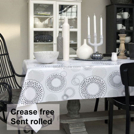 White Illusion Wipeclean Tablecloth, Vinyl PVC