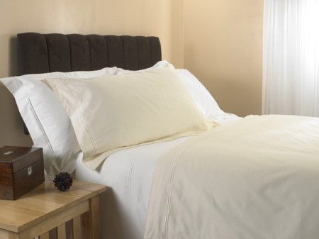 Ivory Cotton Sateen Duvet Cover, Double Line, 400 Thread Count