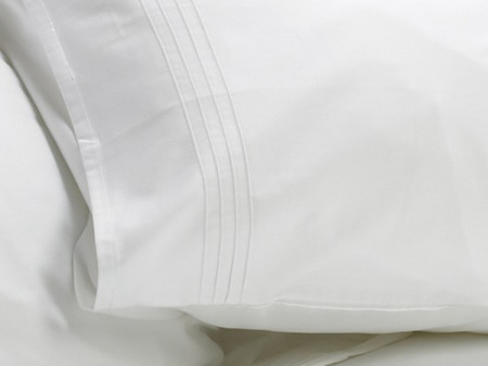 White Cotton Sateen Pillow Case, Pintuck, 400 Thread Count
