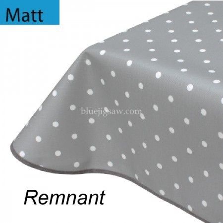 Matt PVC Oilcloth Remnant, Polka Dot Smoke Grey
