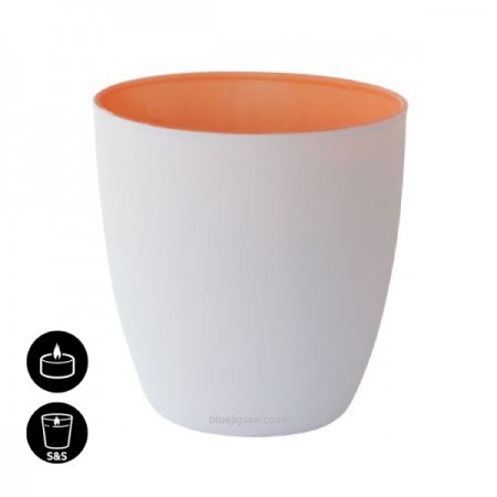 Duni Candle Holder Poppie, White/Soft Mandarin 90mm x Ø85mm