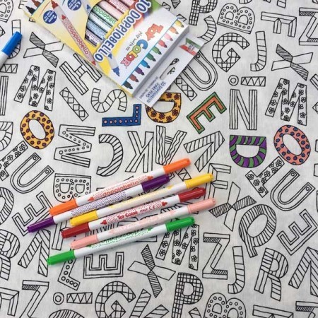 Doodle Tablecloth Alphabet With Wash Out Pens