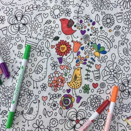 Doodle Tablecloth Garden With Wash Out Pens