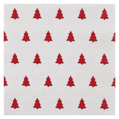 Home Fashion 3ply 33cm Tissue Napkins Linen Trees Red
