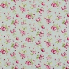 Clarke and Clarke Strawberry Duck Egg Furnishing Fabric, Remnant