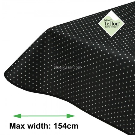 Black Polka Dot Acrylic Coated Tablecloth with Teflon