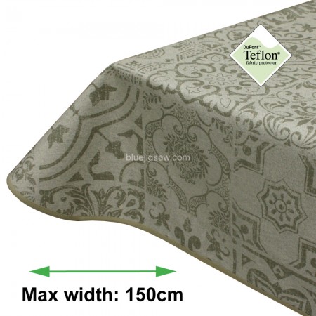 Medina Olive Acrylic Coated Tablecloth with Teflon