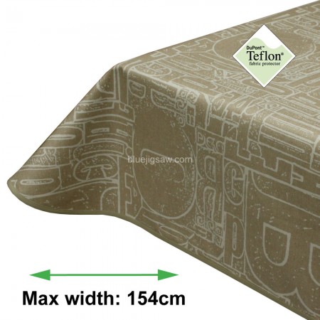 Urban Beige and White Acrylic Coated Tablecloth with Teflon