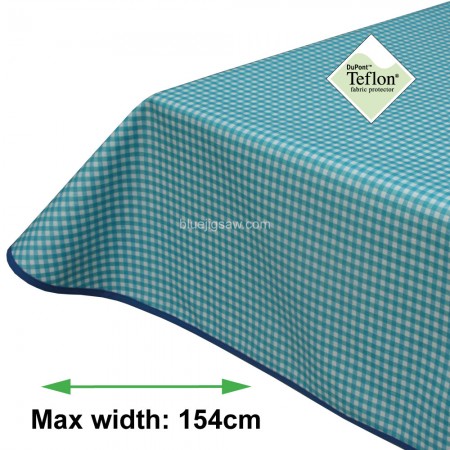 Blue Gingham 5mm Acrylic Coated Tablecloth with Teflon