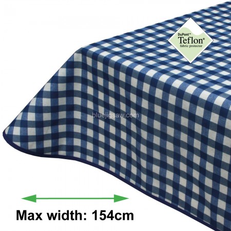 Blue Gingham 15mm Acrylic Coated Tablecloth with Teflon