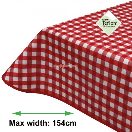 Red Gingham 15mm Acrylic Coated Tablecloth with Teflon