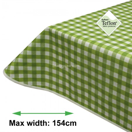 Green Gingham 15mm Acrylic Coated Tablecloth with Teflon