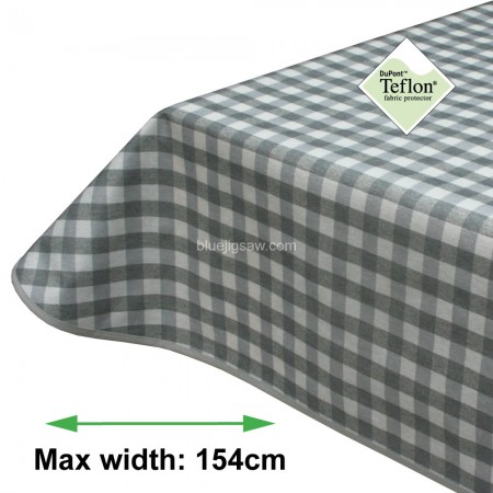 Grey Gingham 15mm Acrylic Coated Tablecloth with Teflon