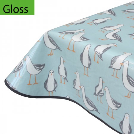 Seagulls Duck Egg, Gloss Oilcloth Tablecloth