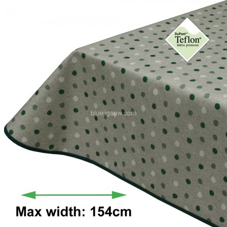 Polka Dot Greens Acrylic Coated Tablecloth with Teflon