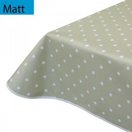 Polka Dot Sage Green, Matt Oilcloth Tablecloth