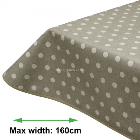 Polka Dot Neutral 15mm Acrylic Coated Tablecloth