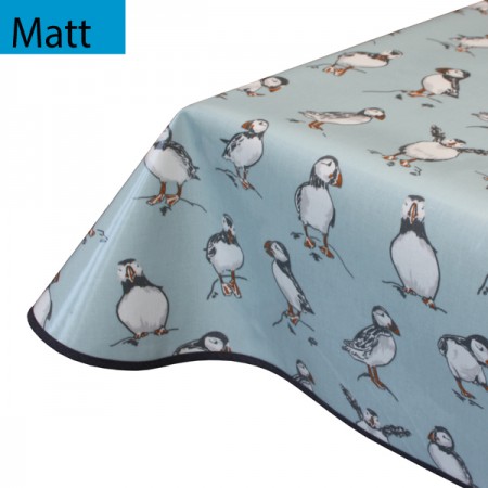 Matt Oilcloth Tablecloth Puffins