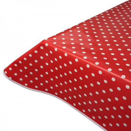 Vinyl PVC Tablecloth Red Polka