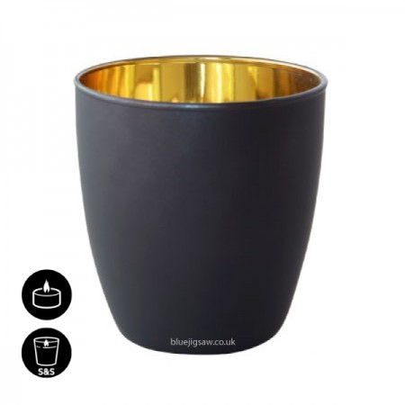 Duni Candle Holder Poppie, Black/Gold 90mm x Ø85mm